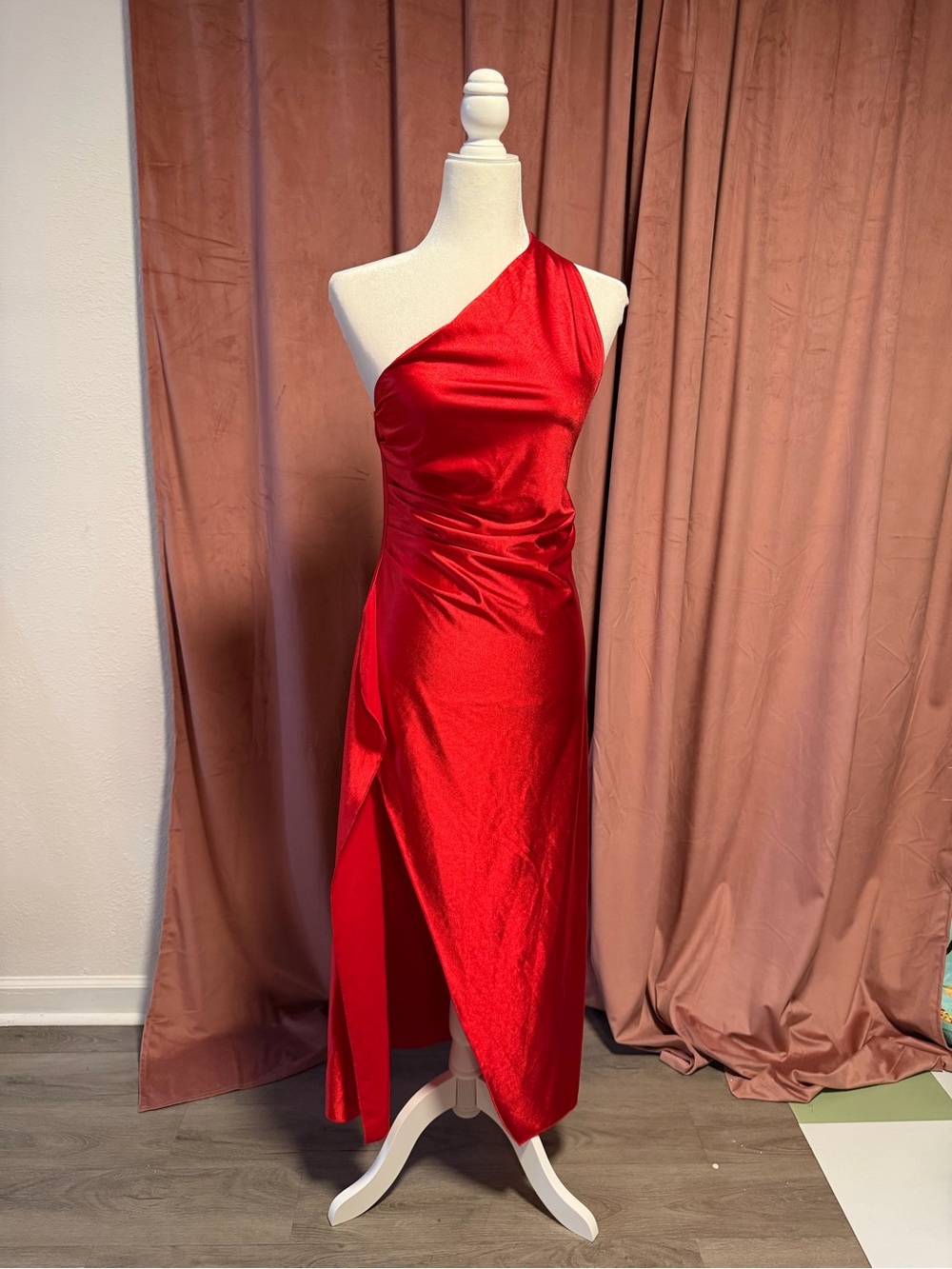 Red Satin Slip Dress